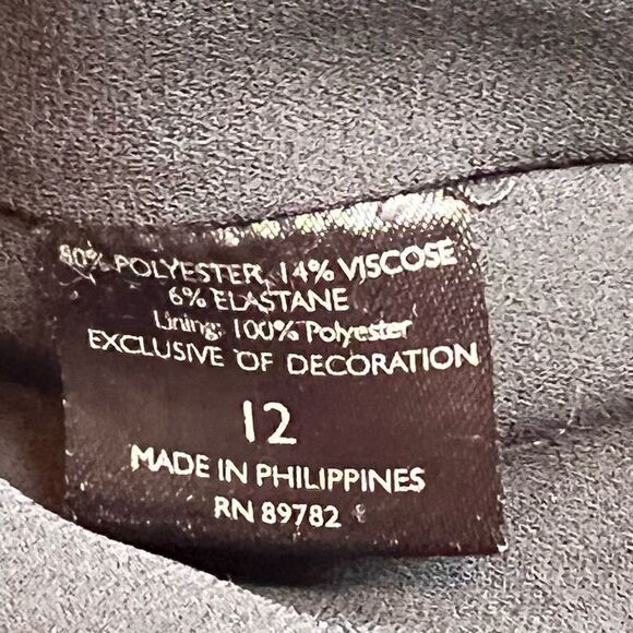 Josie Natori black core crepe paper bag waist pants size 12 - Picture 13 of 15